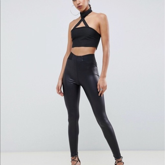 ASOS Curve Pants - ASOS Black Leather Looking Leggings.